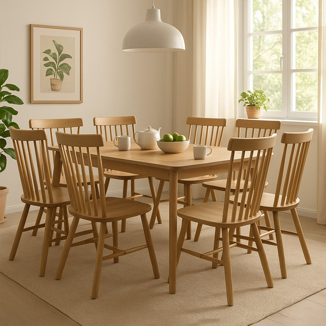 Levede 8x Dining Chairs Kitchen Windor Oak-1973193553765076999