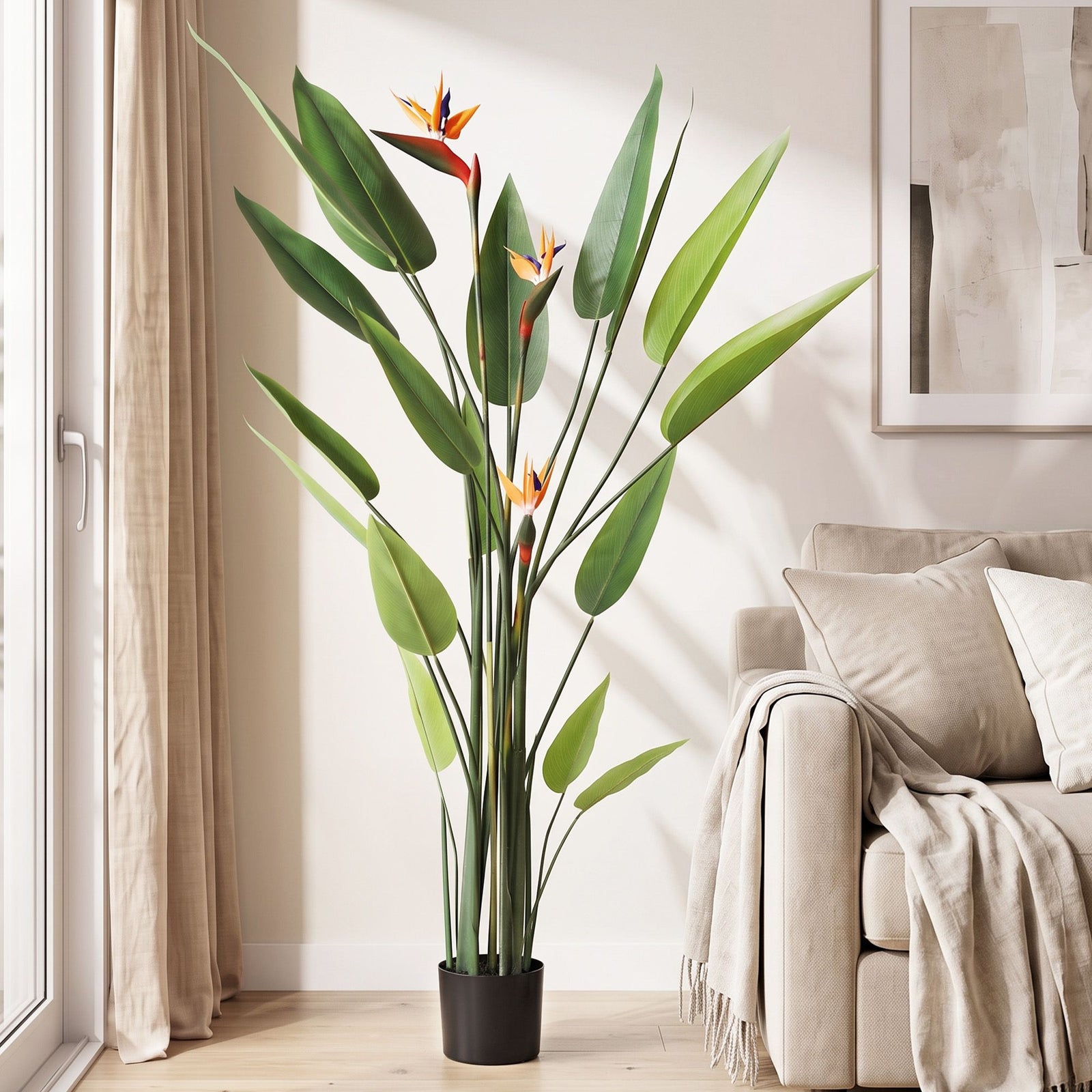 Artiss 150cm Artificial Bird of Paradise Plant with Flowers Realistic Leaves for Home Office Decor