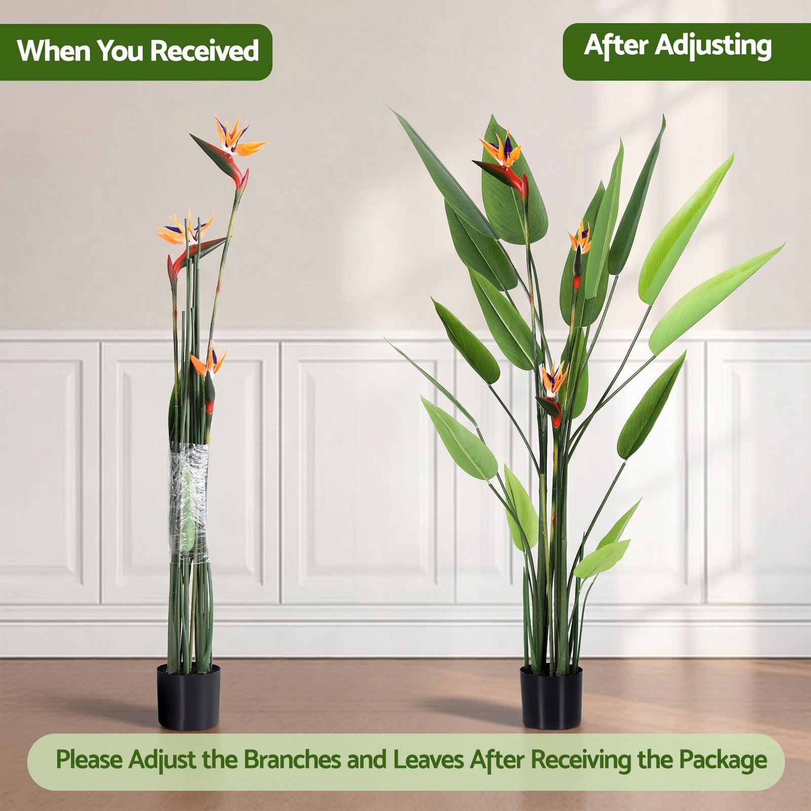 Artiss 150cm Artificial Bird of Paradise Plant with Flowers Realistic Leaves for Home Office Decor
