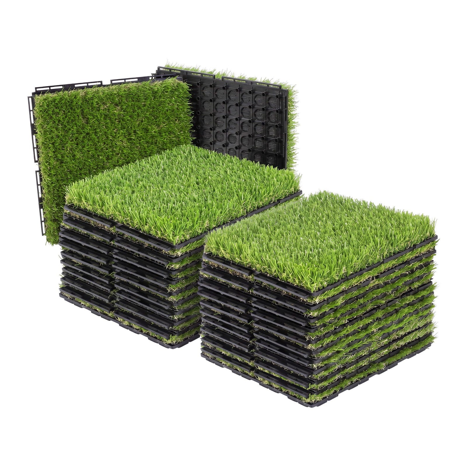 Prime Turf Artificial Grass Turf Tiles Interlocking Fake Grass Mat for Balcony Pet 24 Pack