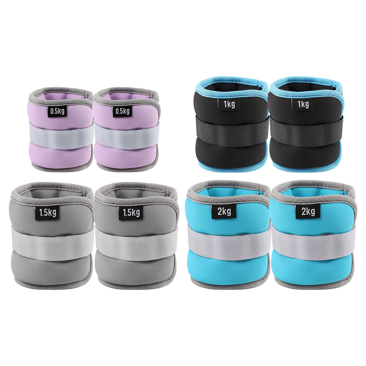 Everfit Ankle Wrist Weights for Women &amp; Men, 4 Colors Set with 1 2 3 4kg Wearable Leg Arm Weights with Secure Fit for Walking, Running, Pilates, Home Fitness