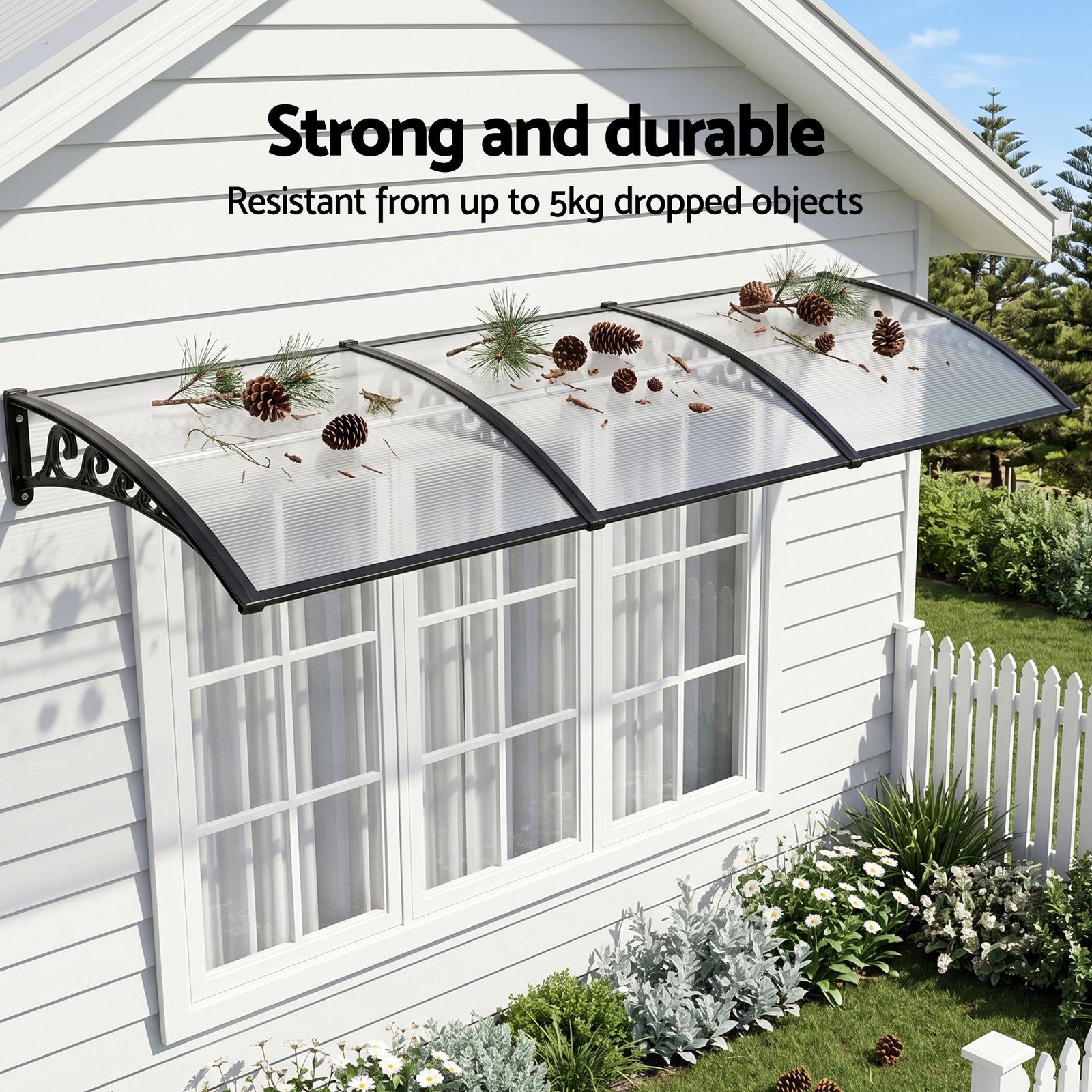 Instahut Window Door Awning 0.8mx3m Transparent
