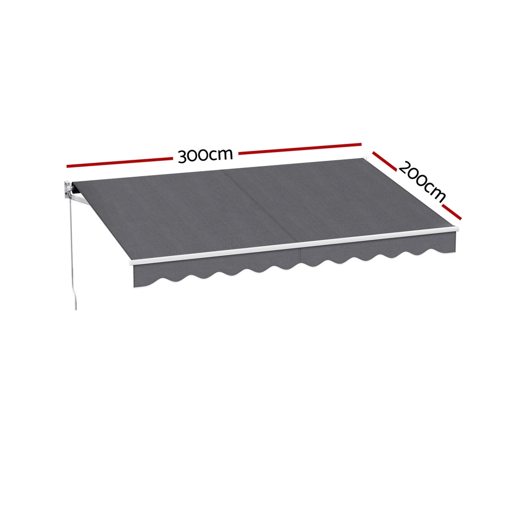 Instahut Retractable Folding Arm Awning Motorised Sunshade 3M X 2M Grey