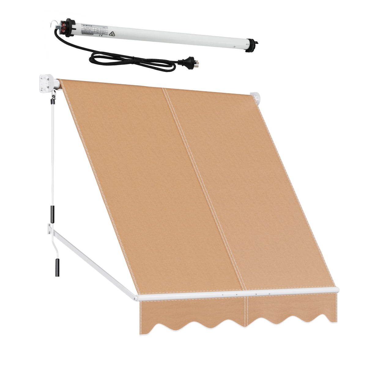 Instahut Motorised Pivot Arm Awning Window Sun Shade 2.1 X 2.1M Beige