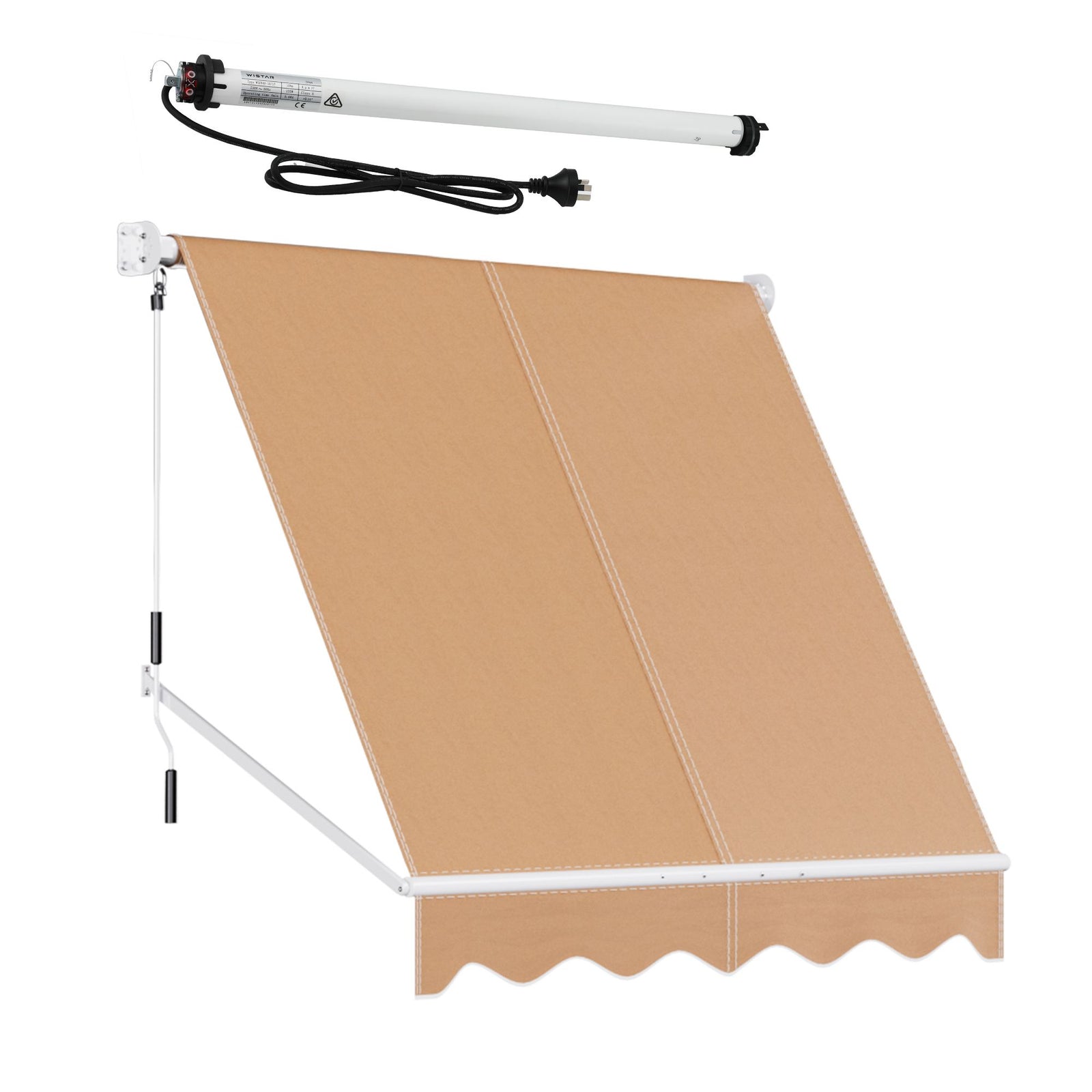 Instahut Motorised Pivot Arm Awning Window Sun Shade 2.1 X 2.1M Beige
