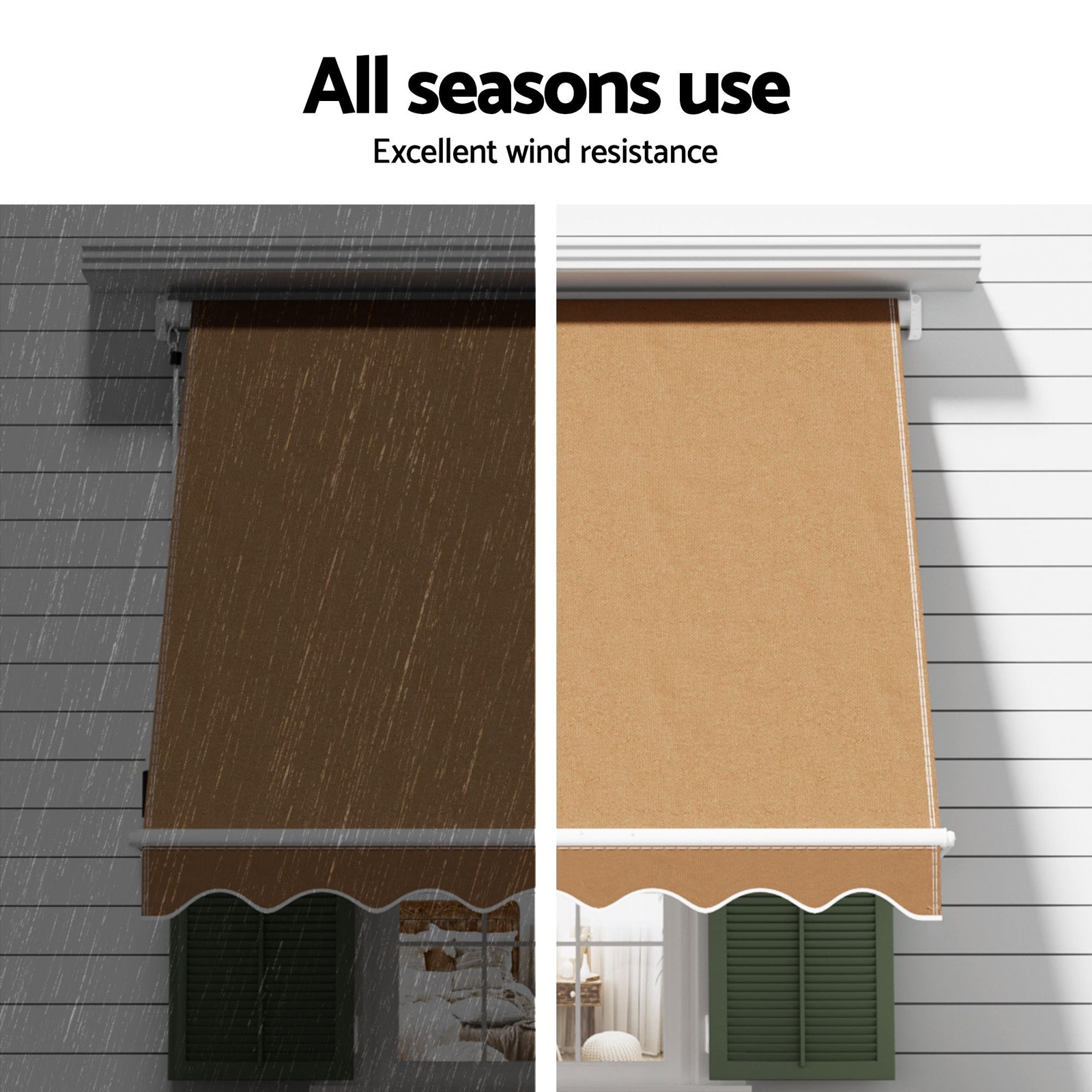 Instahut Motorised Pivot Arm Awning Window Sun Shade 2.1 X 2.1M Beige