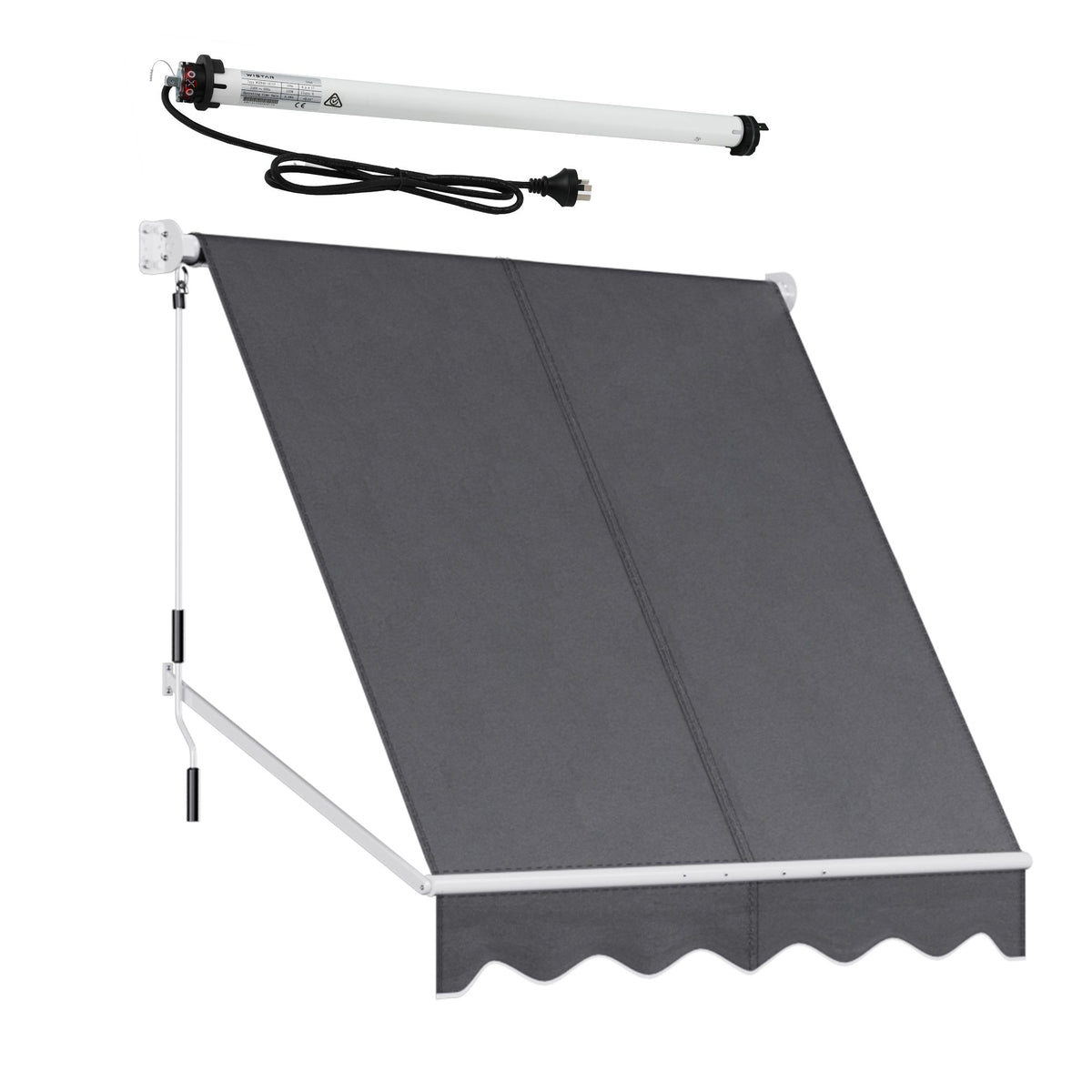 Instahut Motorised Pivot Arm Awning Window Sun Shade 2.1 X 2.1M Grey