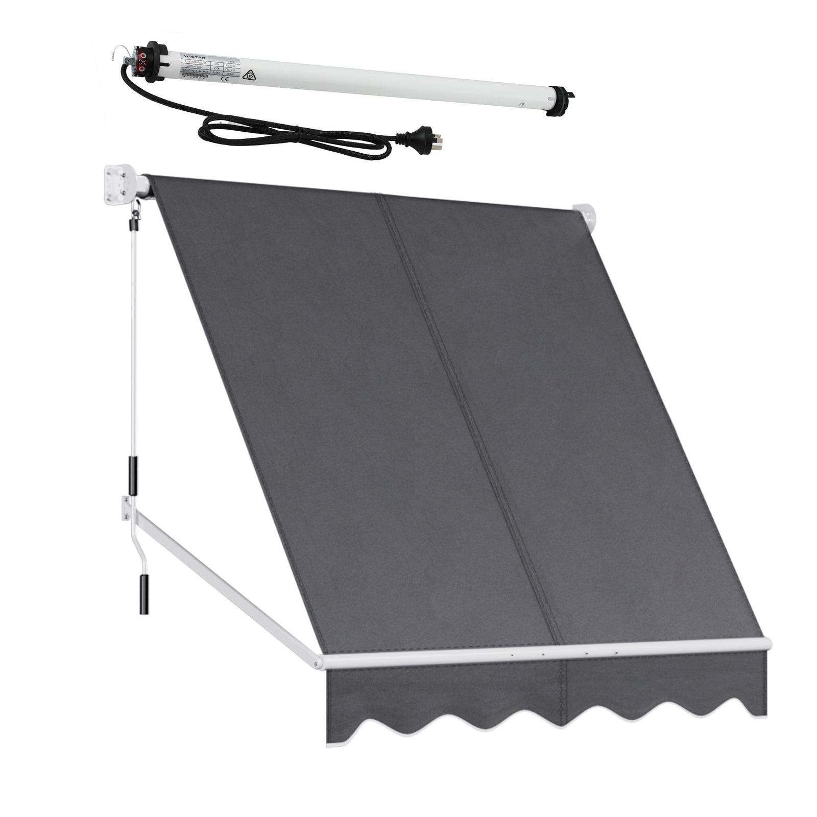 Instahut Motorised Pivot Arm Awning Window Sun Shade 2.1 X 2.1M Grey