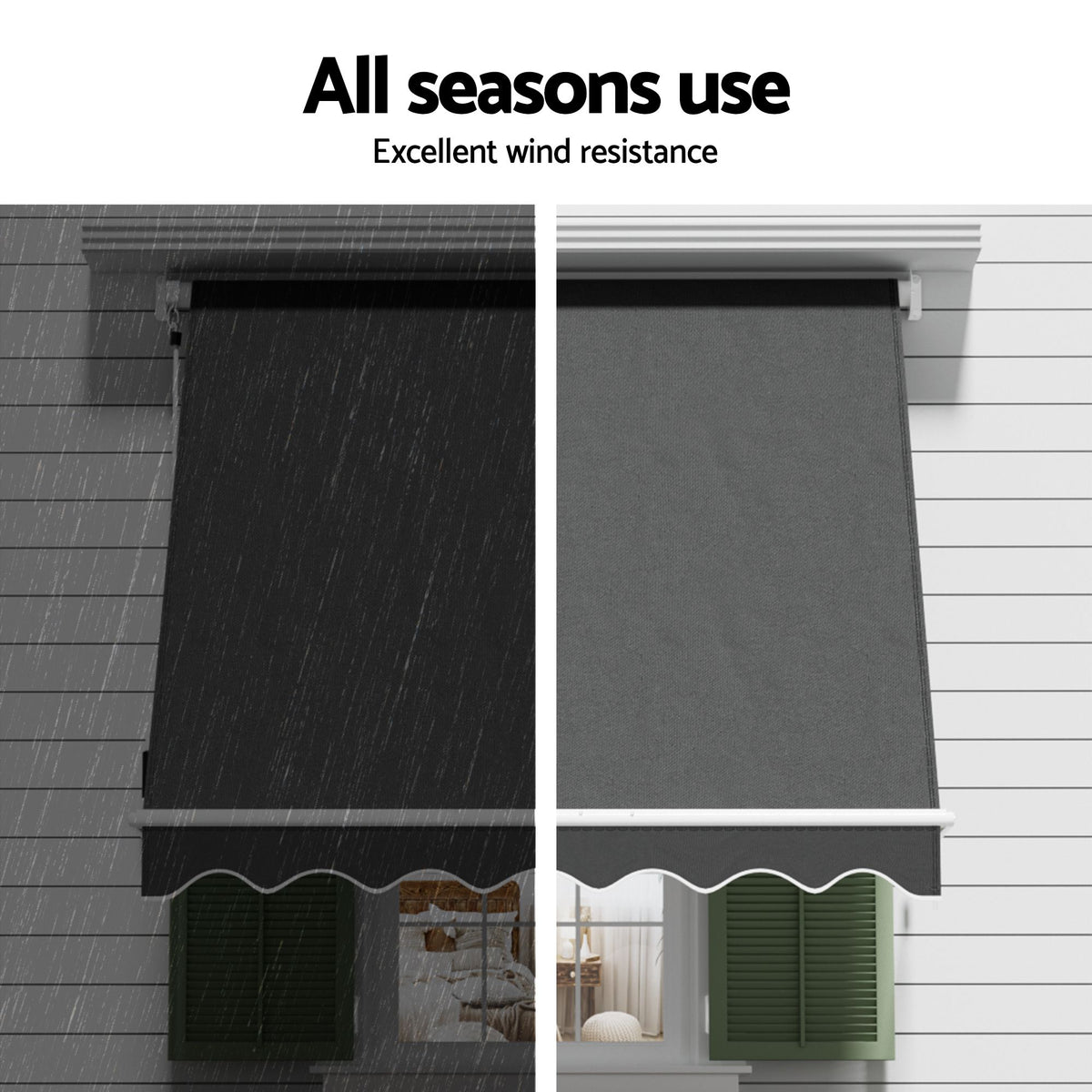 Instahut Motorised Pivot Arm Awning Window Sun Shade 2.1 X 2.1M Grey