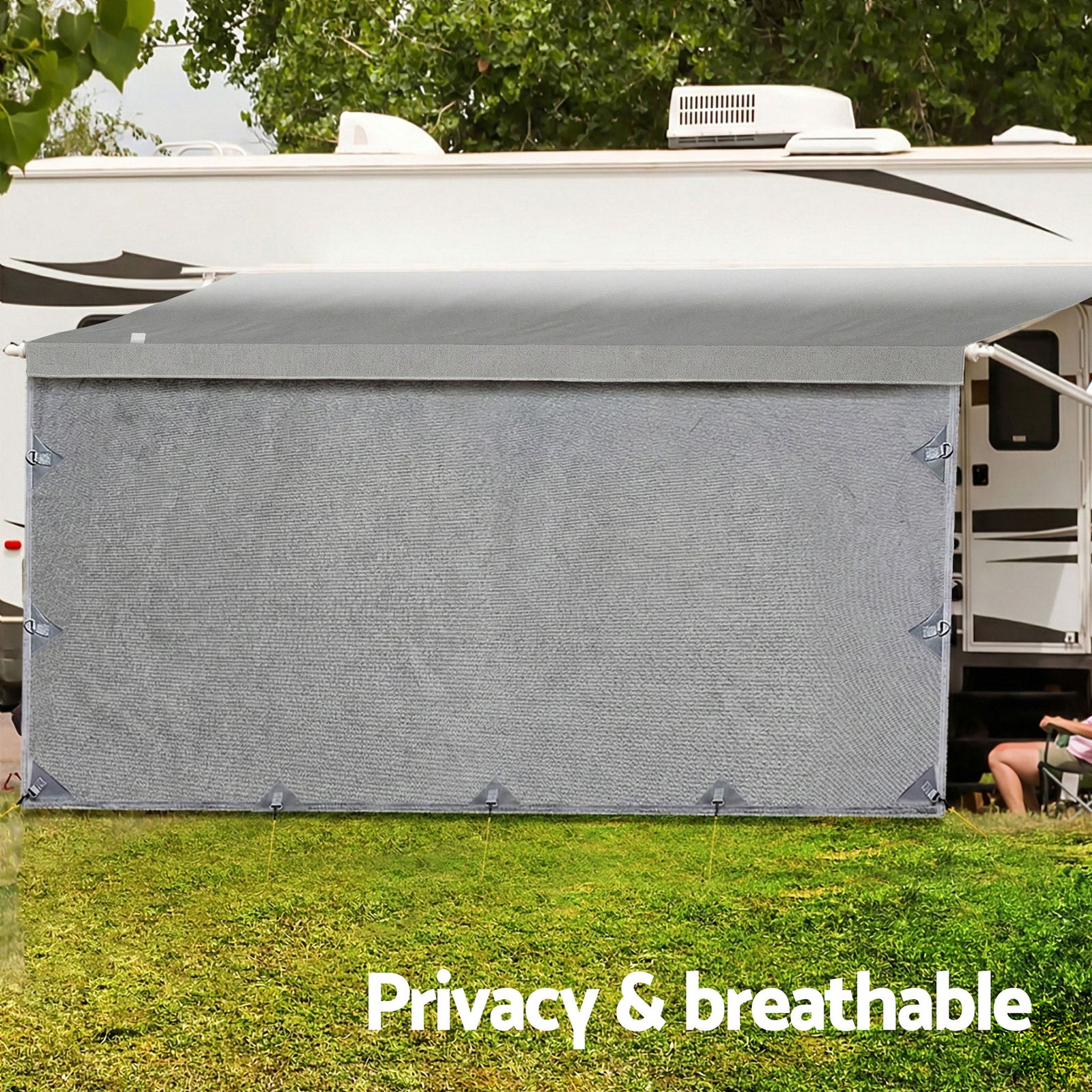 Weisshorn 18ft Caravan Awning Fabric & Privacy Screen RV Roll Out Sun Shade 5.2M