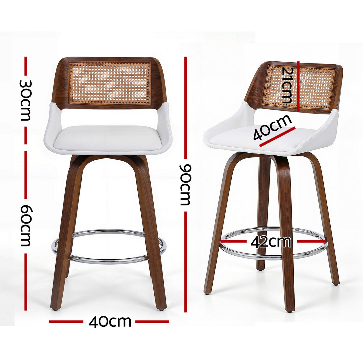 Artiss Wooden Bar Stools Set of 2 Swivel Kitchen Counter Stool Chair 60cm Seat Height