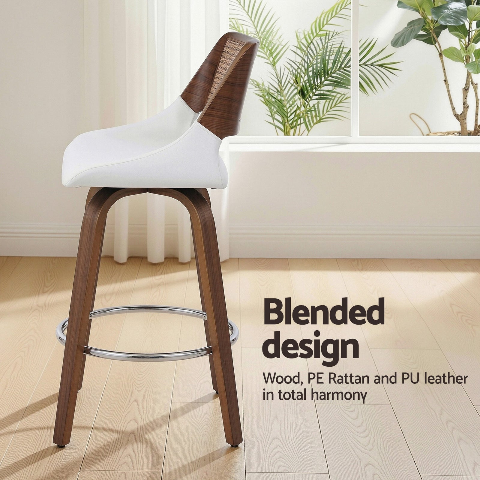 Artiss Wooden Bar Stools Set of 2 Swivel Kitchen Counter Stool Chair 60cm Seat Height