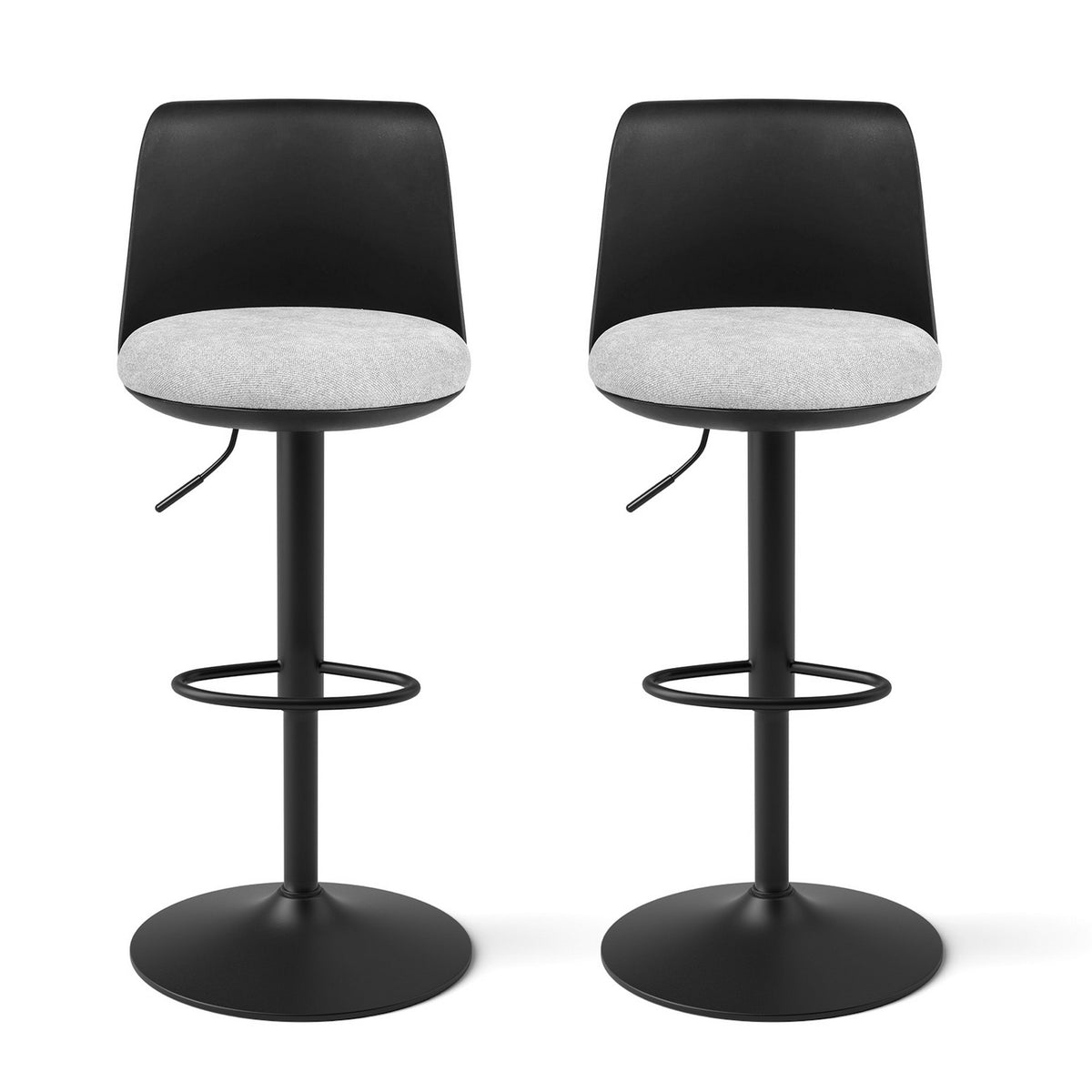 Artiss 2x Bar Stools Kitchen Swivel Gas Lift Counter Dining Chair Curved Black