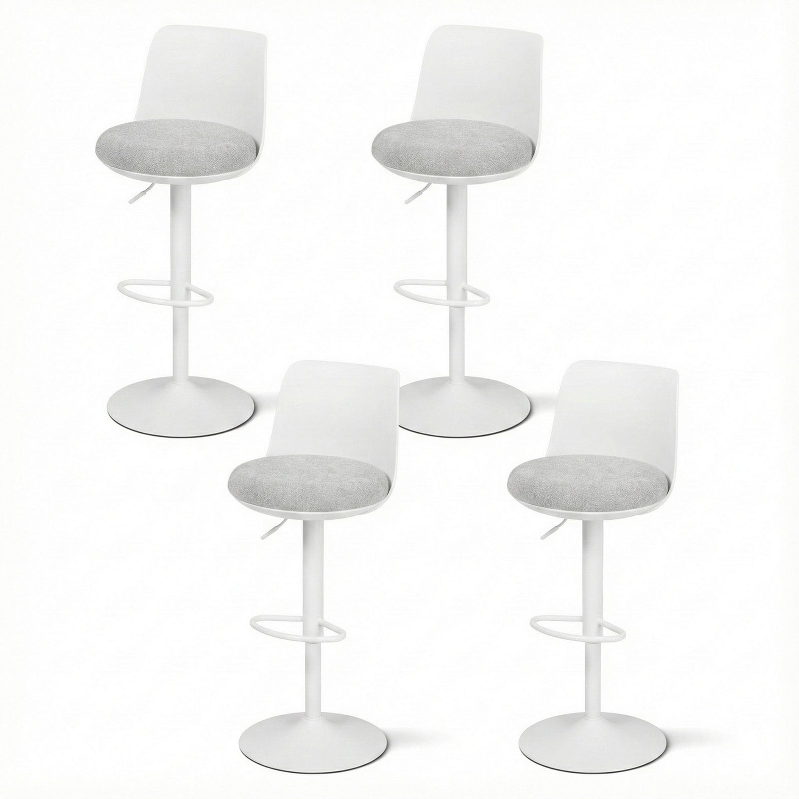 Artiss 4x Bar Stools Kitchen Swivel Gas Lift Counter Dining Chair Curved White