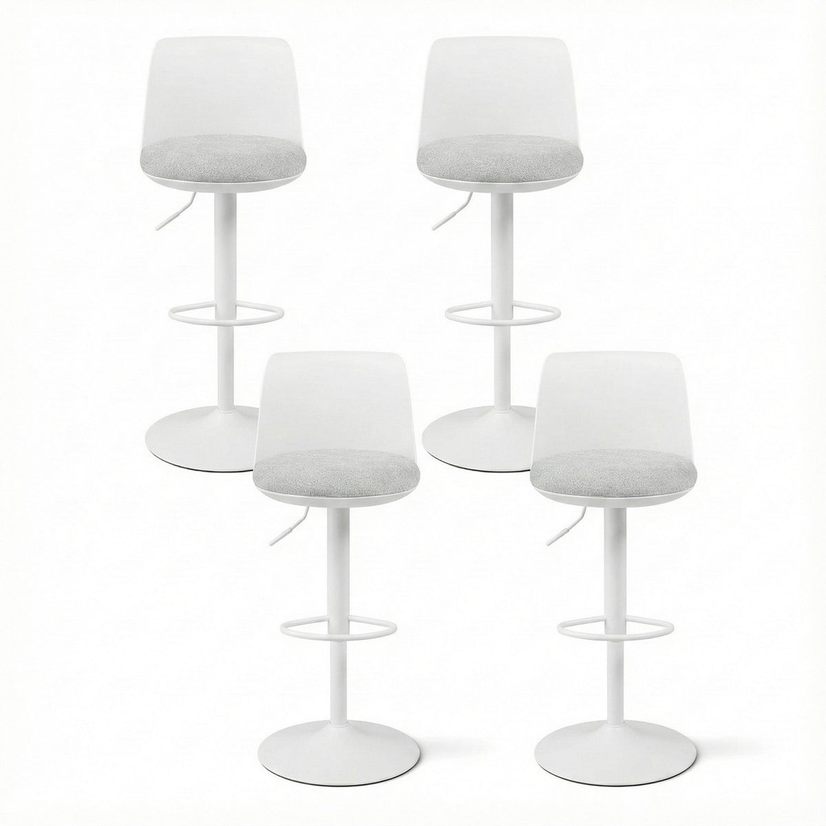 Artiss 4x Bar Stools Kitchen Swivel Gas Lift Counter Dining Chair Curved White