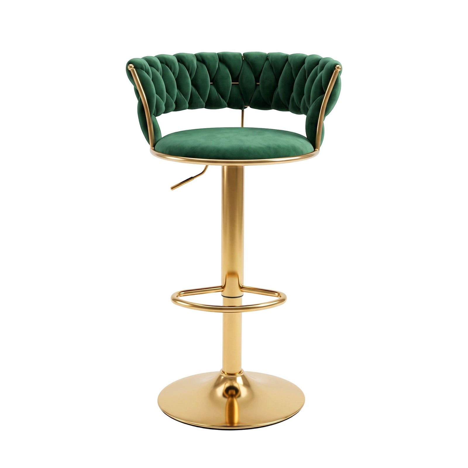 Artiss Bar Stool X1 Gas Lift Adjustable Velvet Woven Backrest Vivien Green
