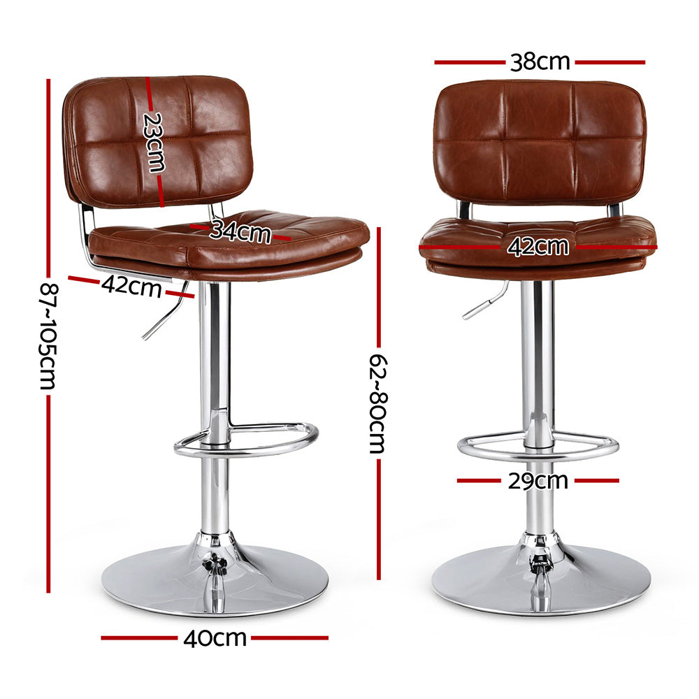 Artiss 4x Bar Stools Kitchen Swivel Gas Lift Counter Chair Tuft PU Leather Brown