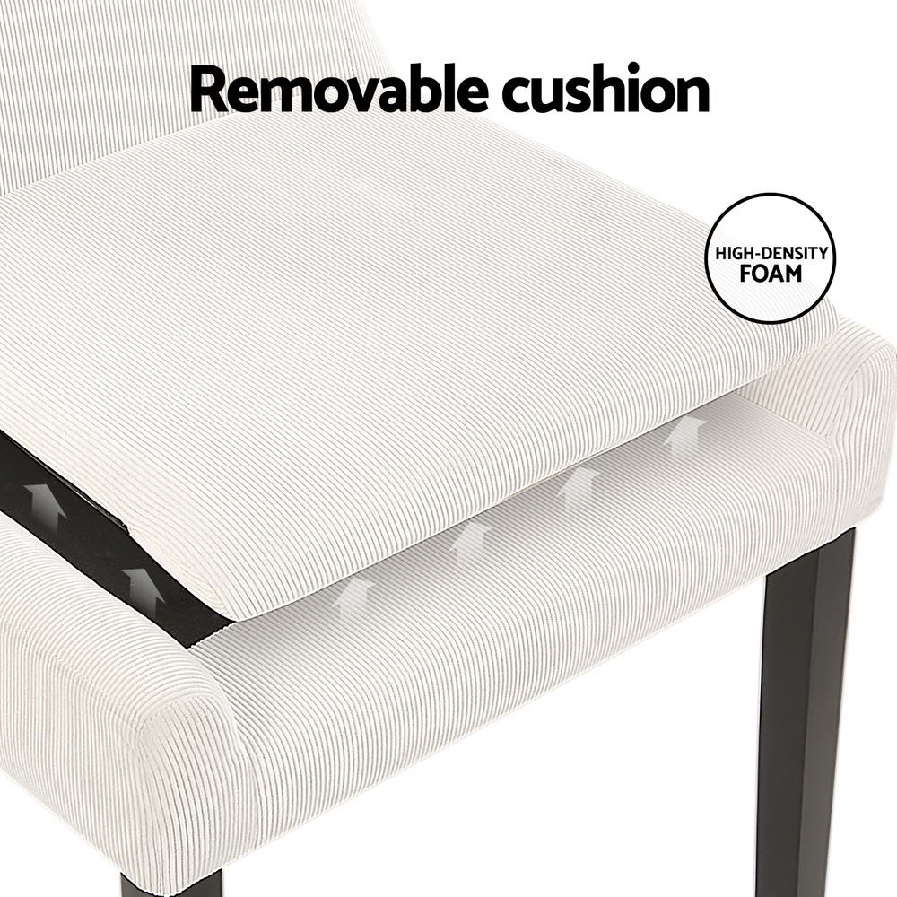 Artiss Dining Chairs Set of 4 Corduroy Wooden Beige