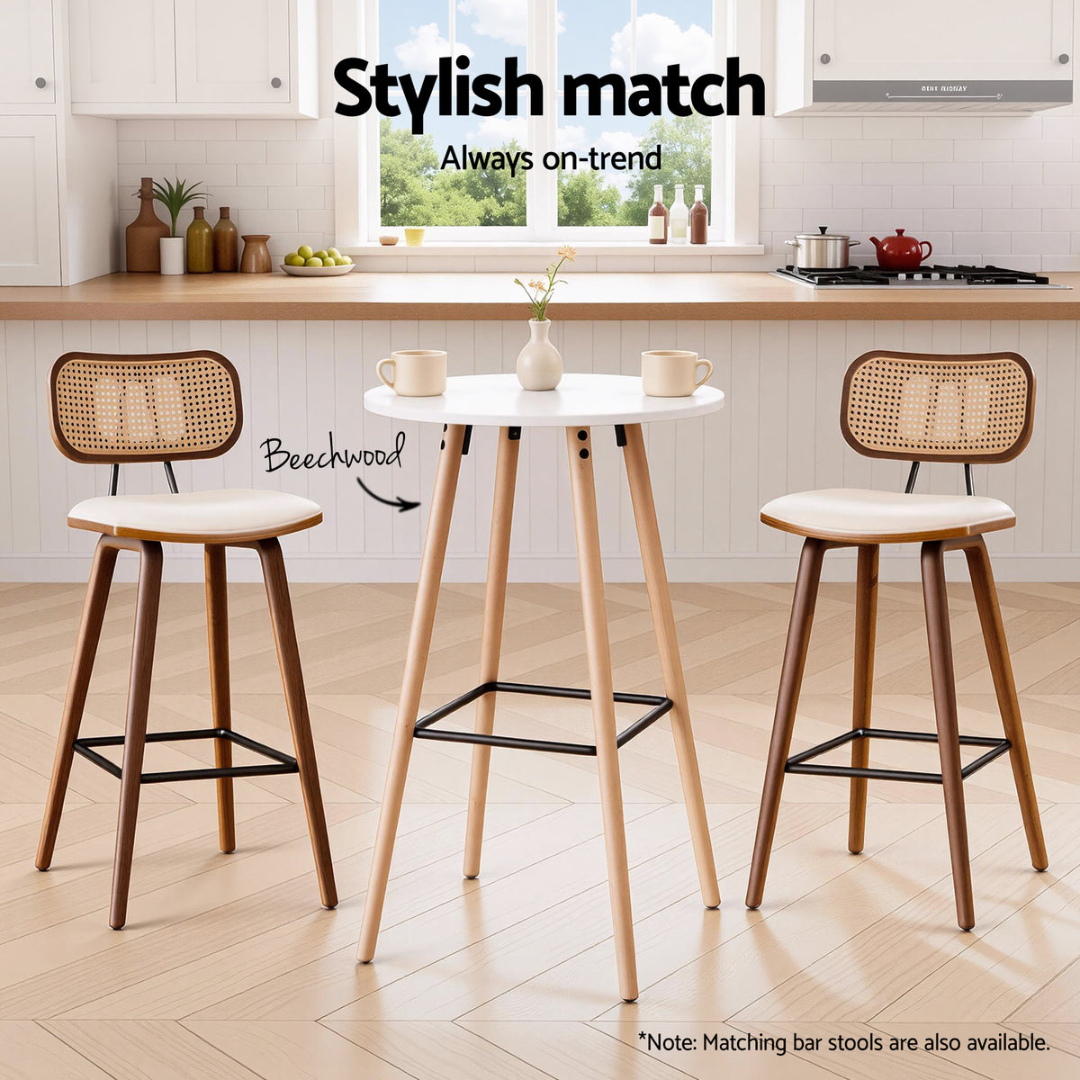 Artiss Bar Table Round Counter Kitchen Dining Desk Pub 98cm Height Wood White