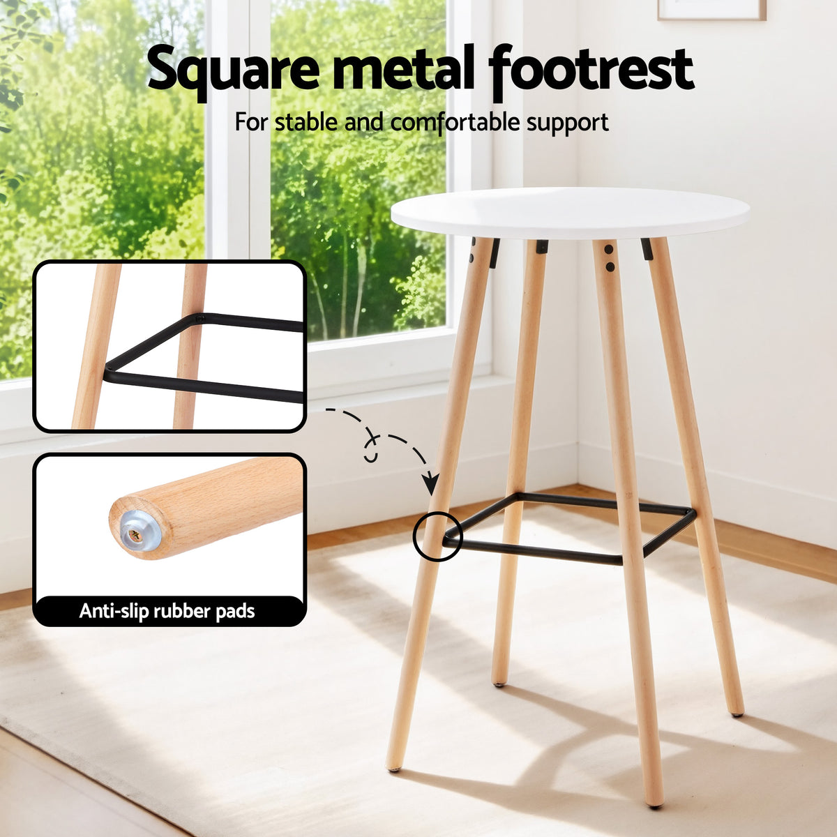 Artiss Bar Table Round Counter Kitchen Dining Desk Pub 98cm Height Wood White