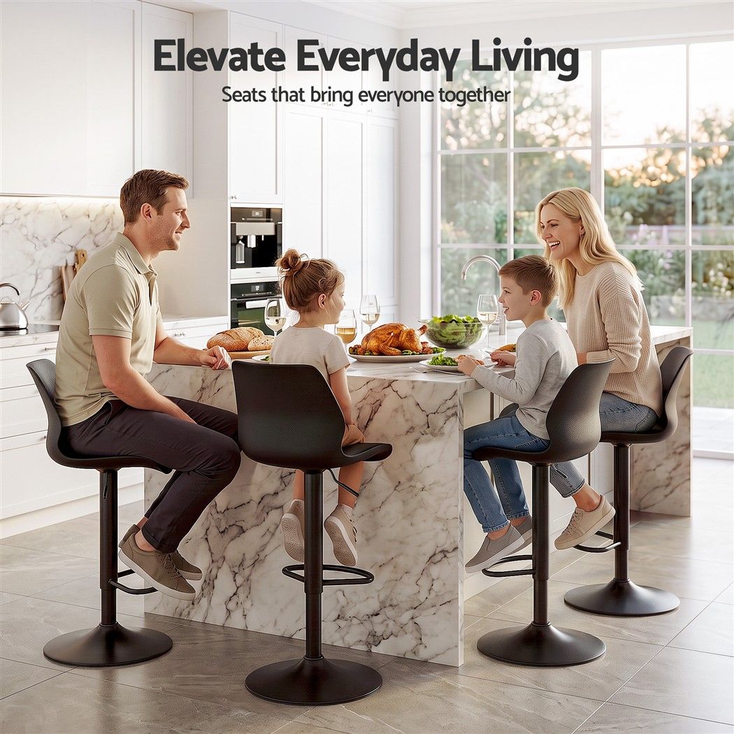 Artiss 4x Bar Stools Counter Chair Gas Lift Kitchen Extra Higher Back PP Black