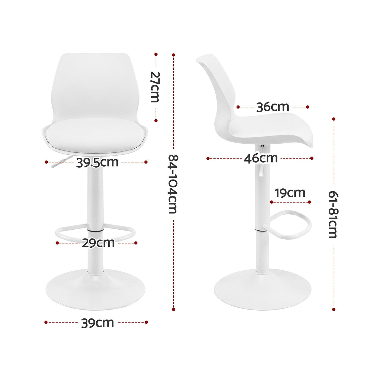 Artiss 4x Bar Stools Counter Chair Gas Lift Kitchen High PP Backrest PU White