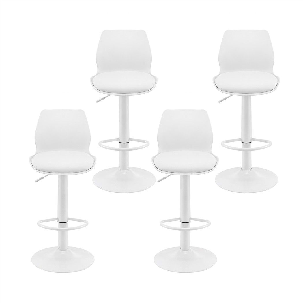 Artiss 4x Bar Stools Counter Chair Gas Lift Kitchen High PP Backrest PU White