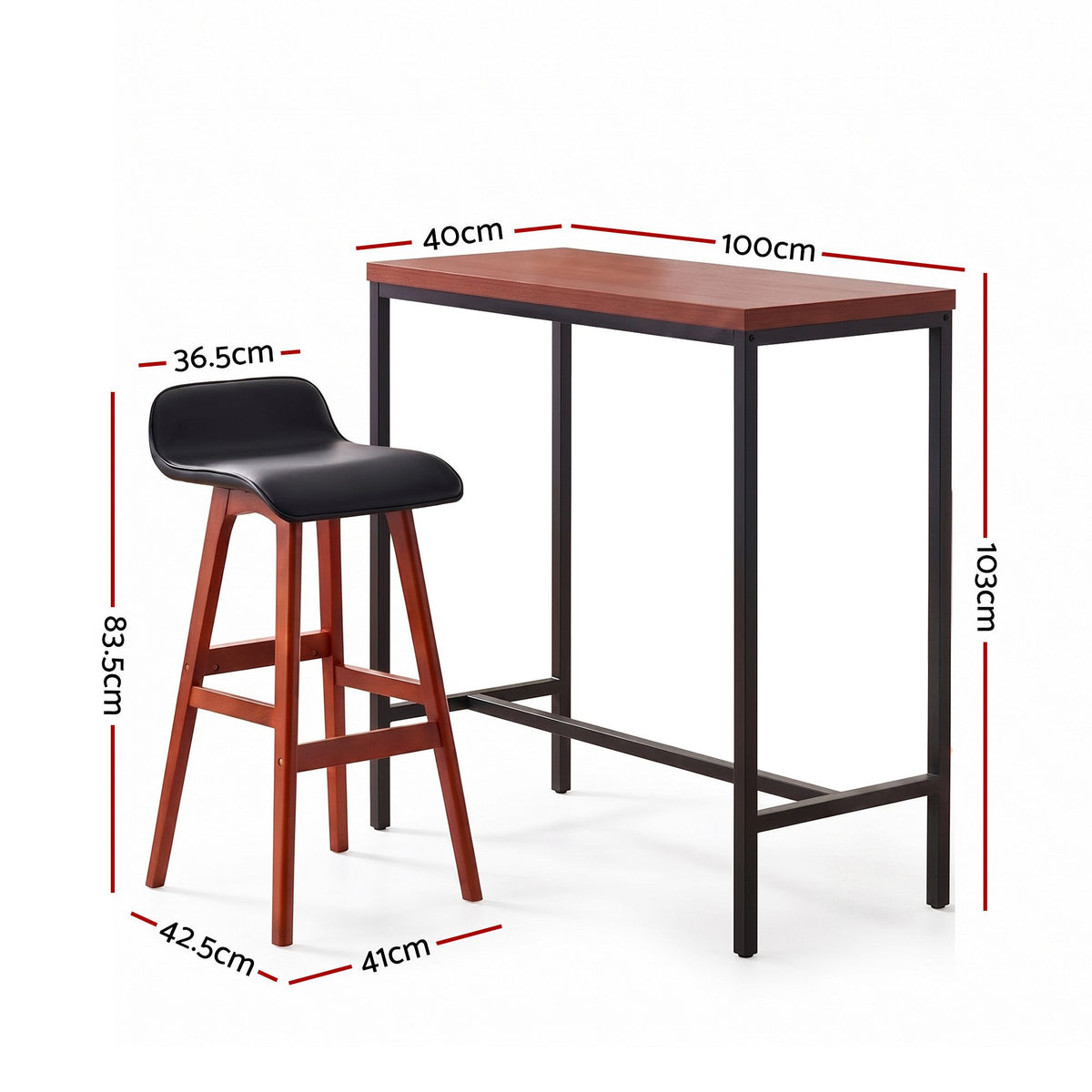 Artiss 3Pcs Bar Table and Stools Set Dining Desk Kitchen Chairs Cafe Pub Wood