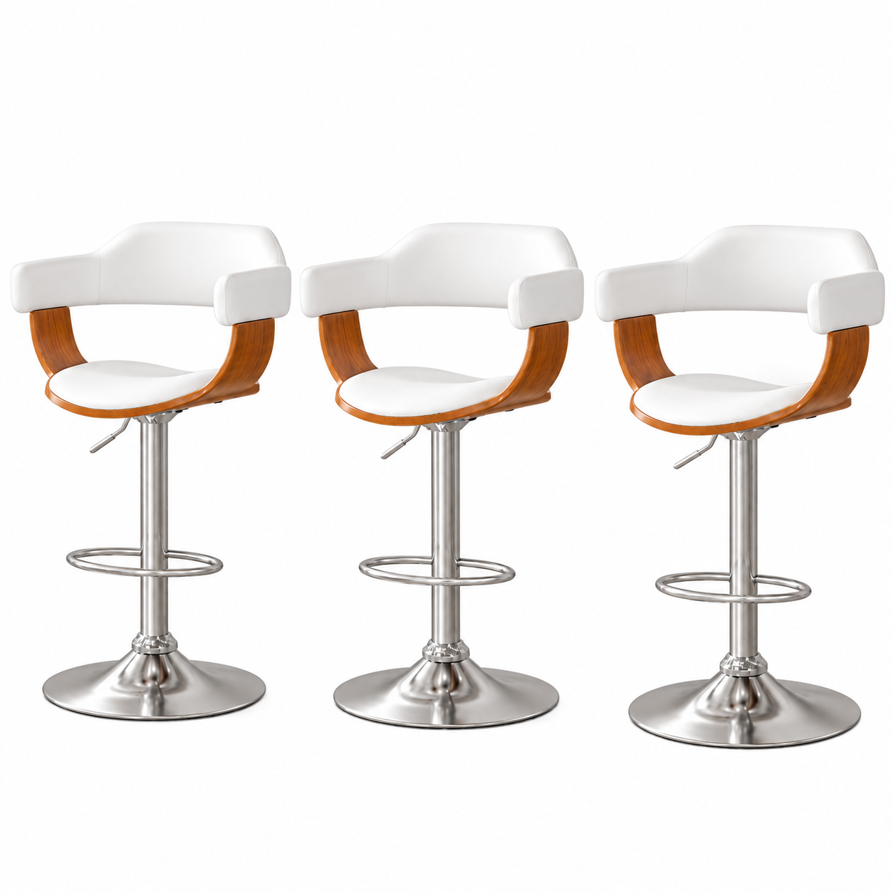Artiss Bar Stools X3 Kitchen Counter Chair Gas Lift Swivel PU Selina White