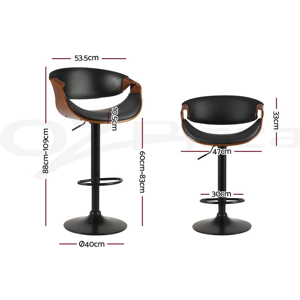 Artiss Bar Stools X3 Kitchen Counter Chair Gas Lift Swivel PU Ambrus Black