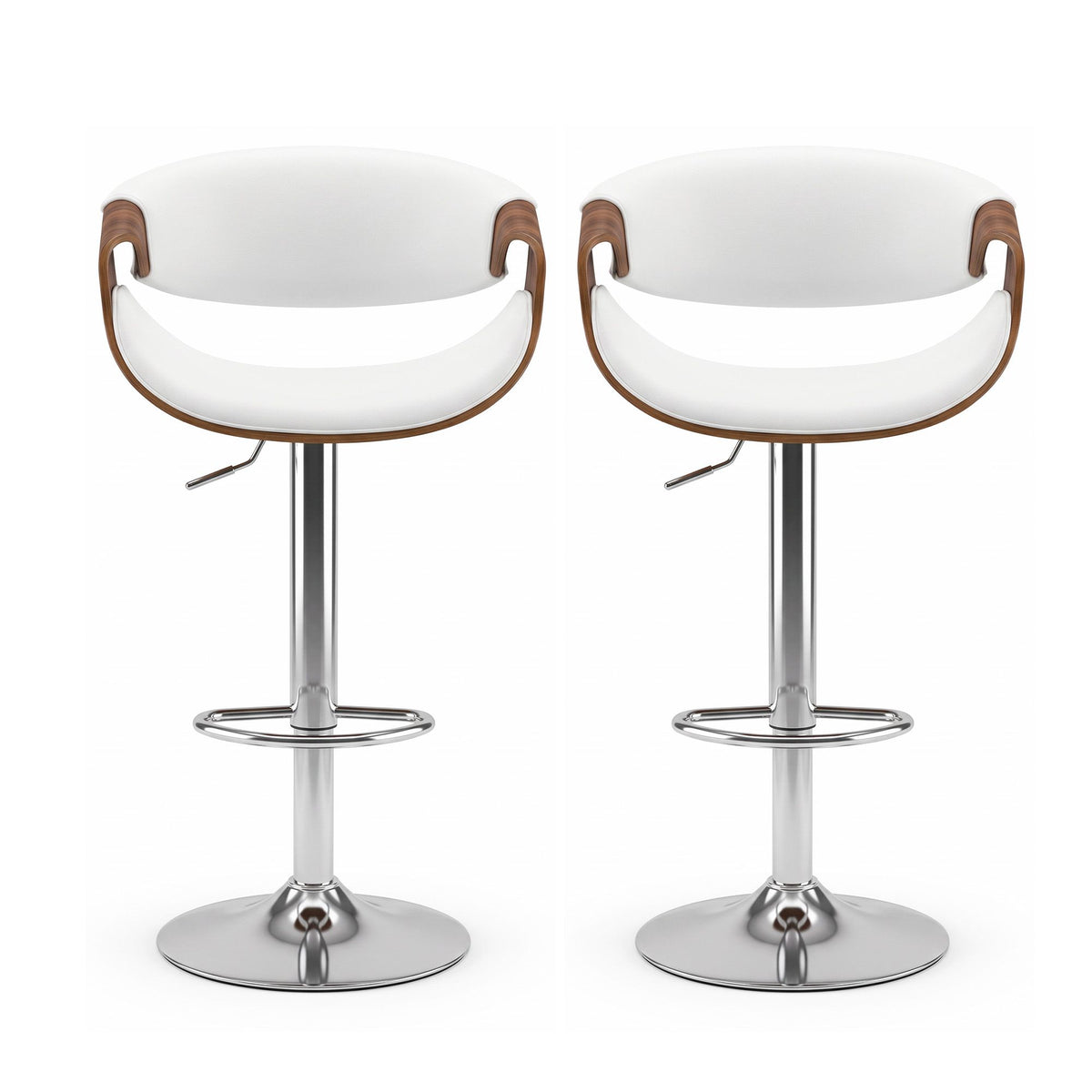 Artiss 2x Bar Stools Counter Chair Ambrus Swivel Adjustable Bentwood PU White