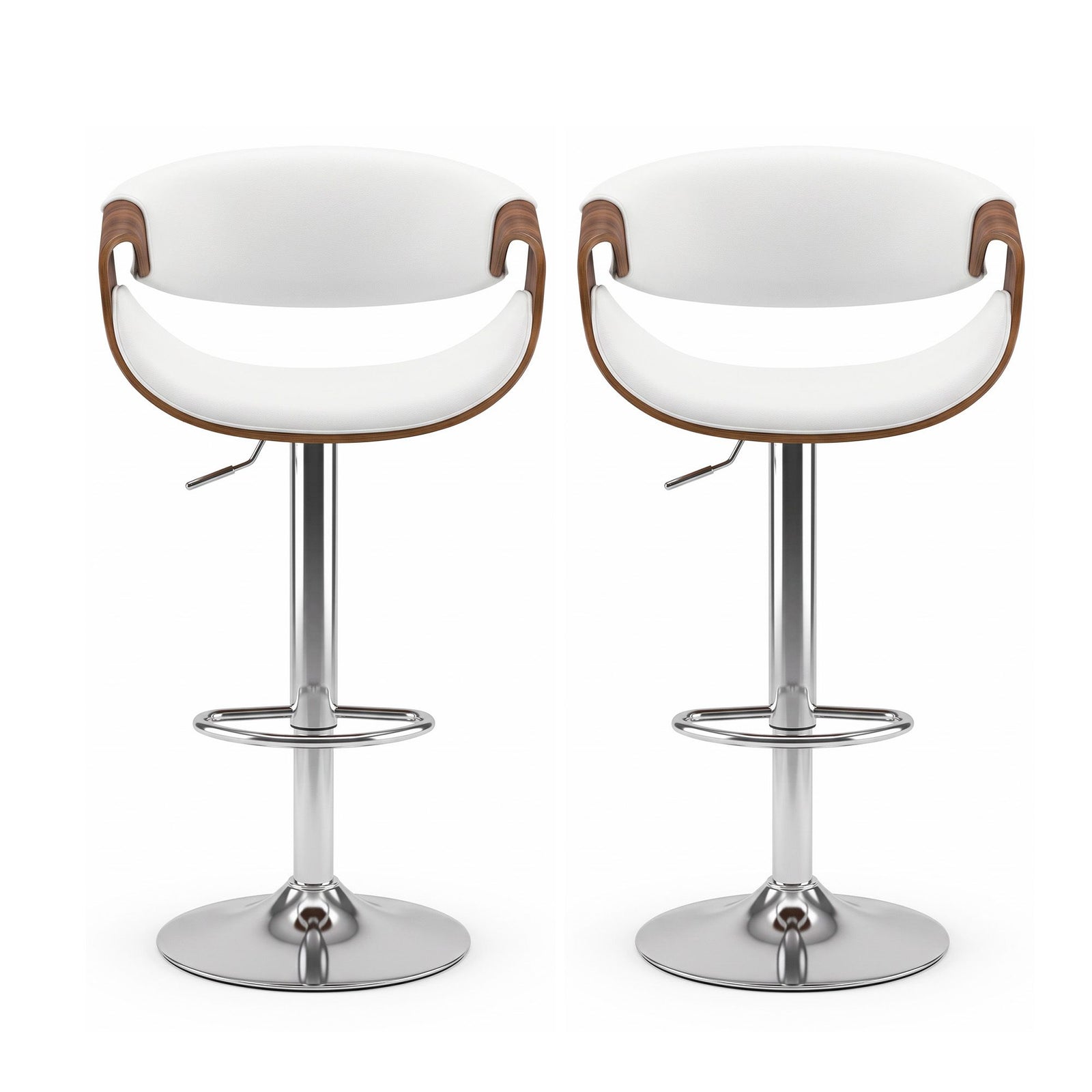 Artiss 2x Bar Stools Counter Chair Ambrus Swivel Adjustable Bentwood PU White