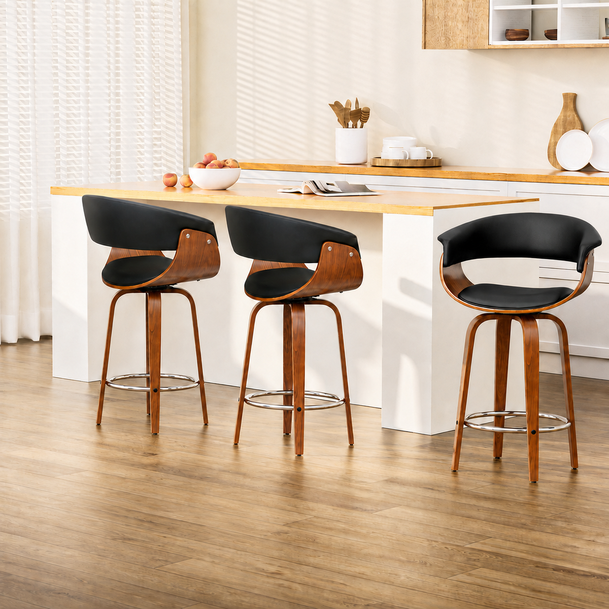 Artiss Bar Stools Set of 3 Kitchen Wooden Bar Stool Dining Chair 65cm