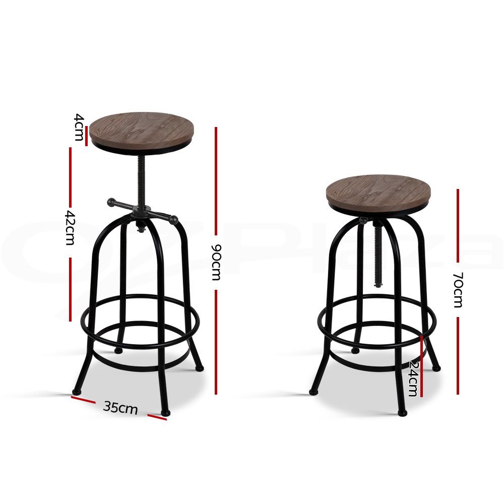 Artiss 3x Bar Stool Backless Swivel Counter Barstools 70-90cm Seat Height Adjustable Industrial