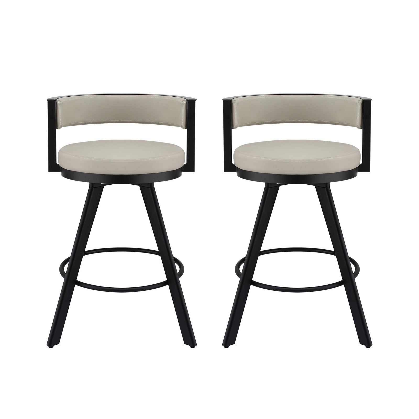 Artiss Bar Stools Set of 2 Swivel Kitchen Chair Metal Counter Beige Leather