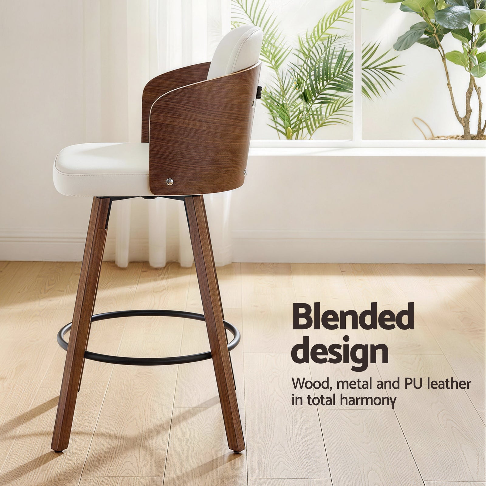 Artiss Wooden Bar Stools Swivel Kitchen Counter Stool Chair 58cm Seat Height