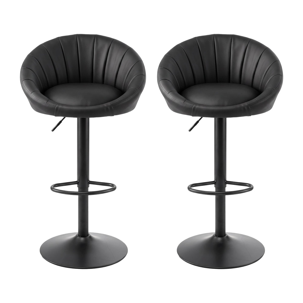 Artiss Bar Stool X2 Gas Lift Adjustable Rounded Shell Backrest PU Leather Black