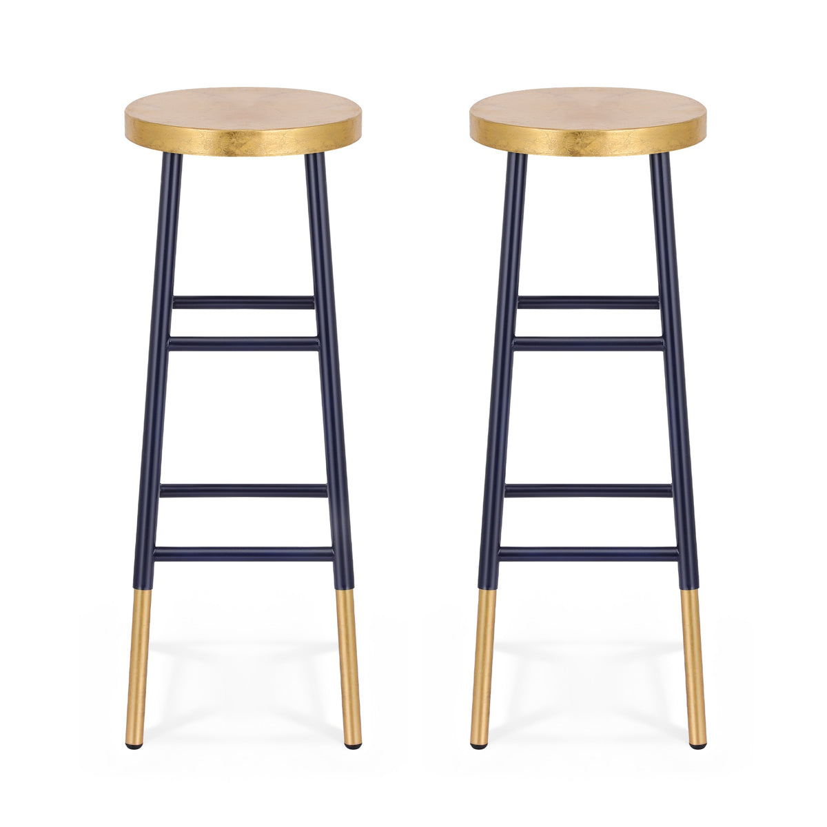 Artiss 2x Bar Stools Metal Gold Navy