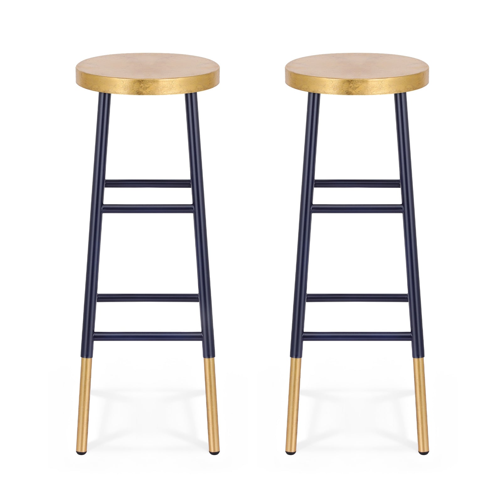 Artiss 2x Bar Stools Metal Gold Navy
