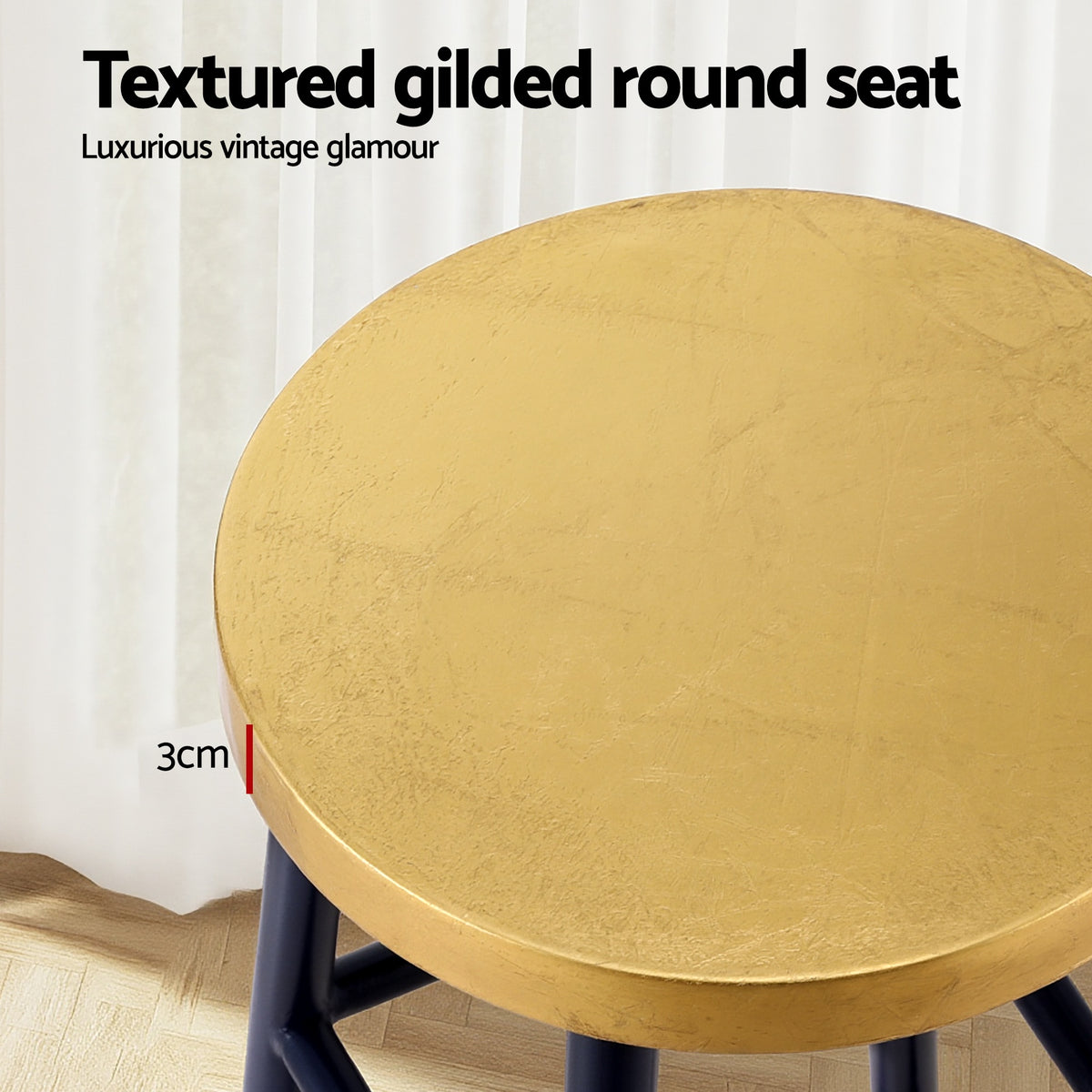 Artiss 2x Bar Stools Metal Gold Navy