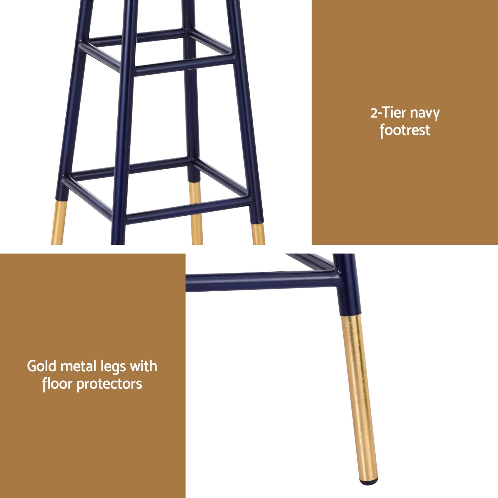 Artiss 4x Bar Stools Metal Gold Navy