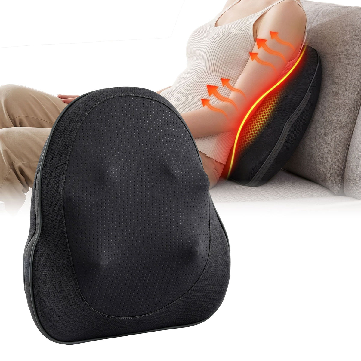 Livemor Back Massager with Heat, Cordless Electric Neck &amp; Shoulder Massager Pillow, 3-Speed Deep Tissue Kneading for Lumbar, Thigh &amp; Calf, Portable Muscle Relief for Home &amp; Office Use