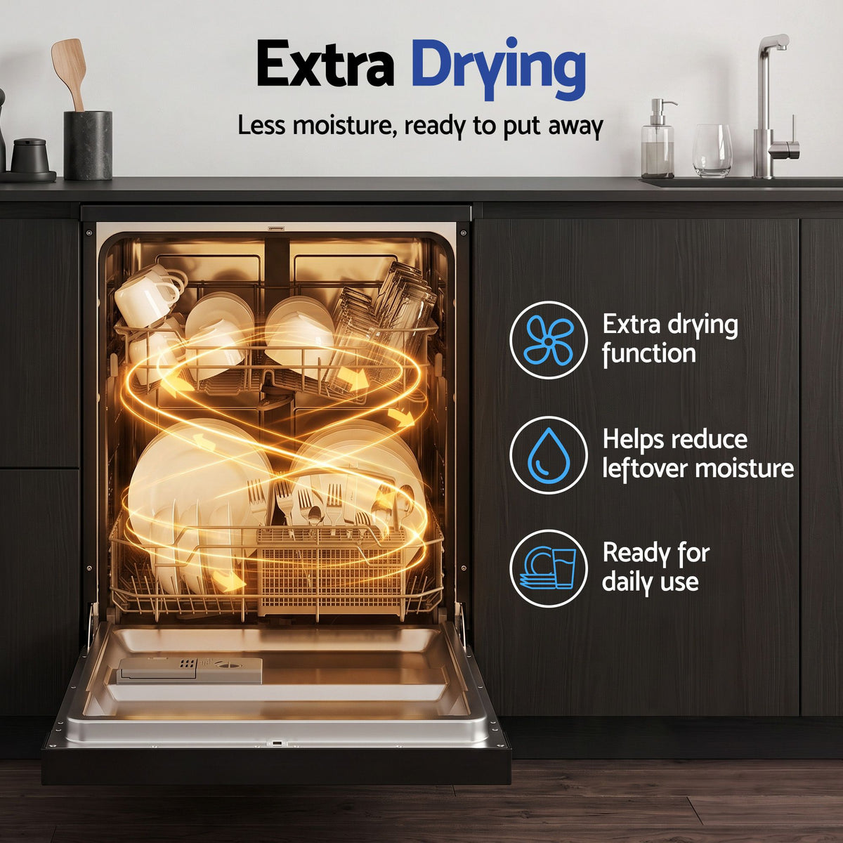 Devanti 12 Place Settings Dishwasher 55cm Freestanding Benchtop Built-In