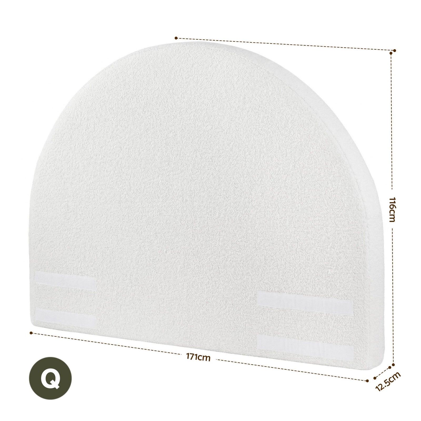 Artiss Queen Size Headboard for Bed Frame Boucle Fabric No-Assembly Vacuum Compressed Soft Backrest with Removable Washable Cover 171cm Wide