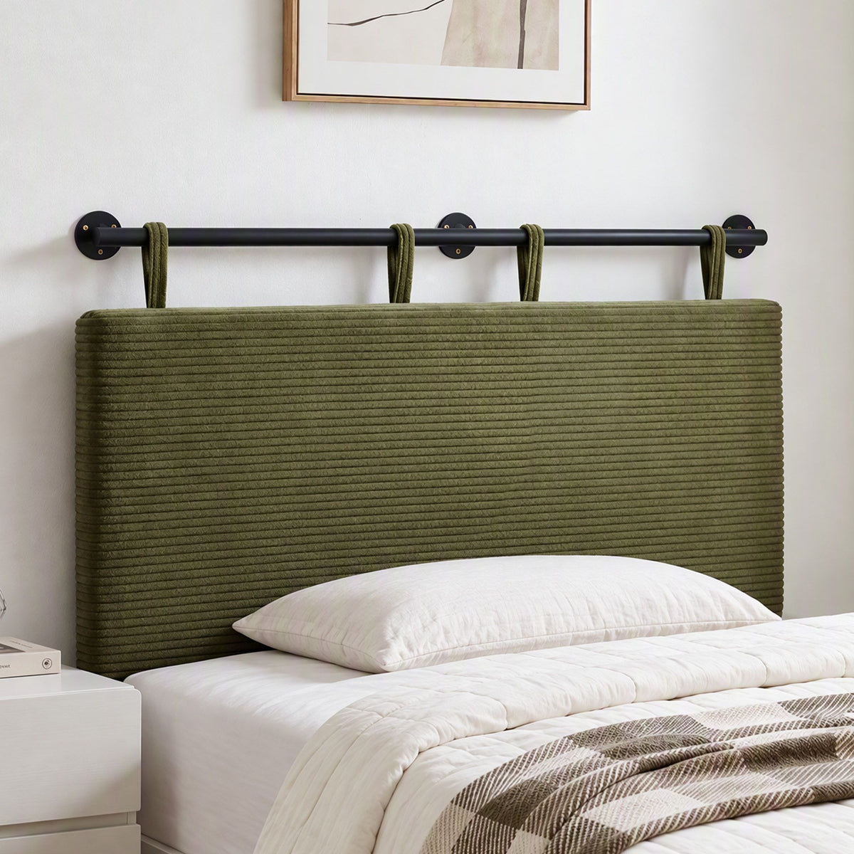 Artiss Wall Mounted Headboard King Single Corduroy Upholstered Hanging Bed Head