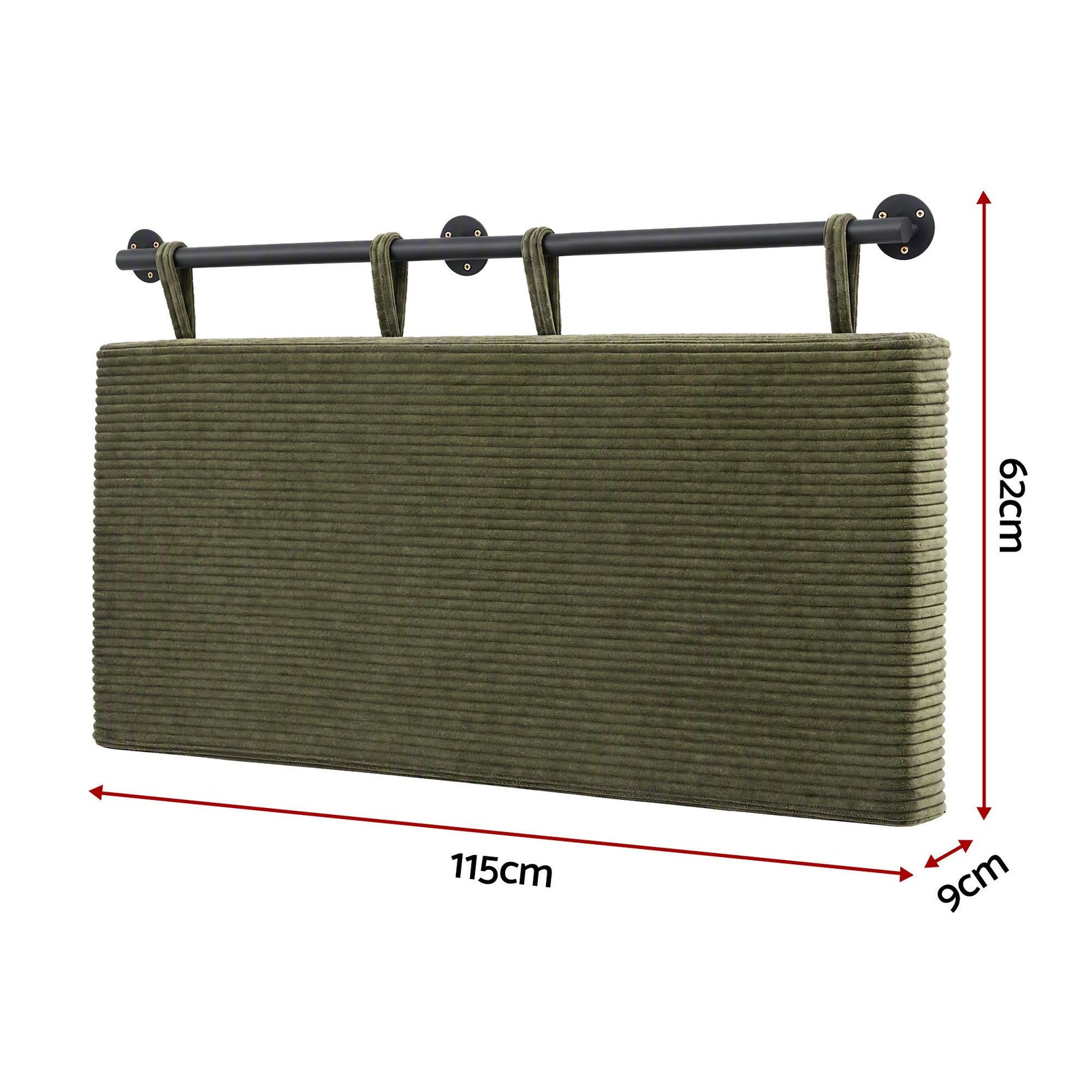 Artiss Wall Mounted Headboard King Single Corduroy Upholstered Hanging Bed Head