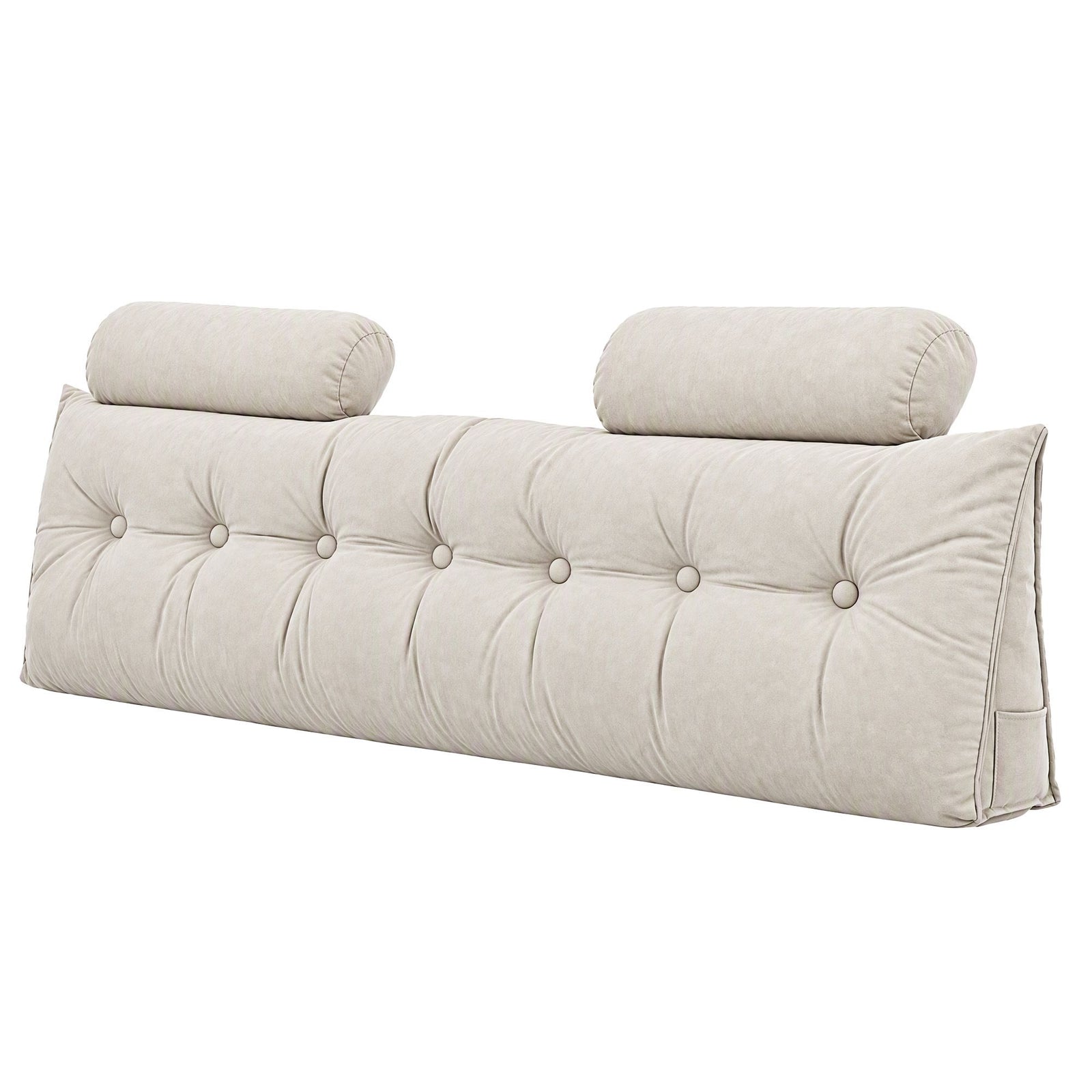 Artiss Headboard Pillow King Wedge Backrest Triangular with 2 Cushions Beige