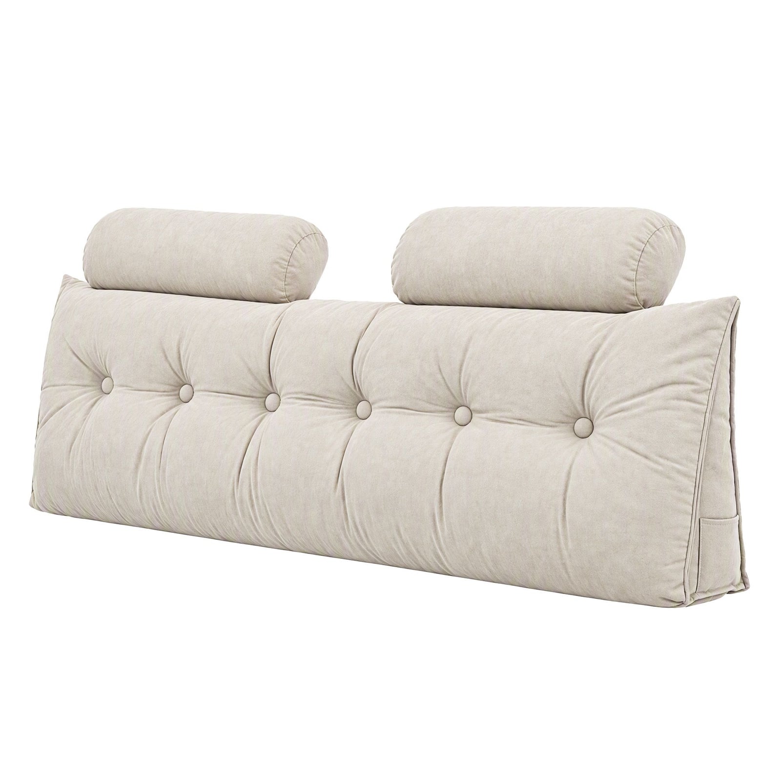 Artiss Headboard Pillow Queen Wedge Backrest Triangular with 2 Cushions Beige