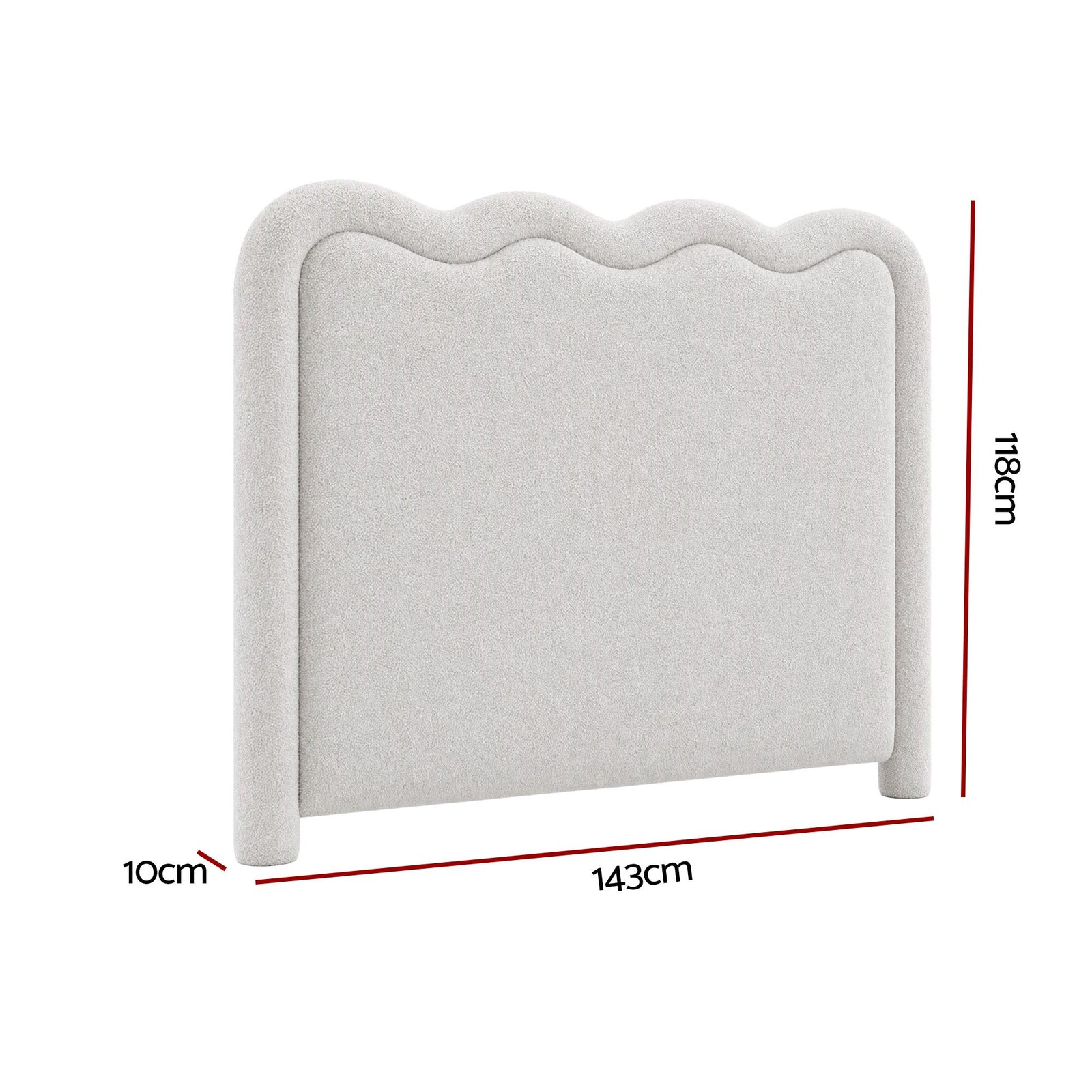 Artiss Boucle Bed Head Double Size Upholstered Wavy Headboard Beige