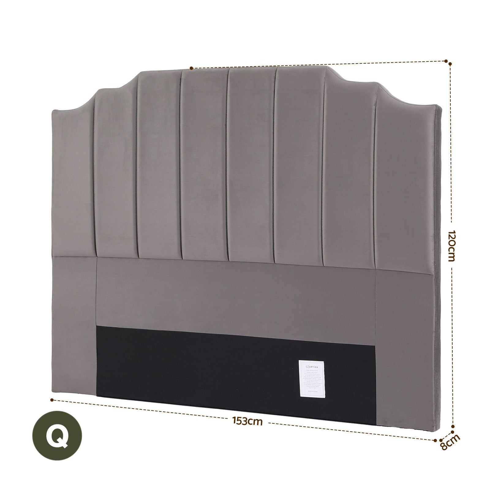 Artiss Bed Head Headboard Queen Velvet 153CM - Grey